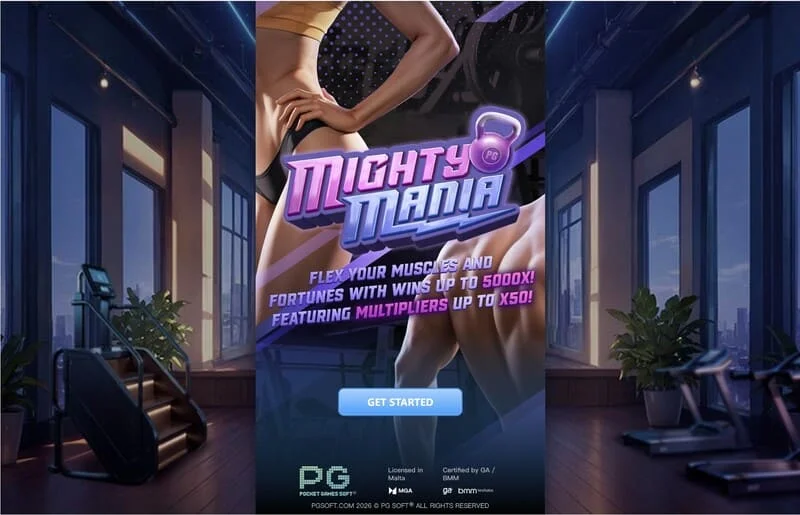 Mighty Mania — ana menü ve bahis seçim ekranı